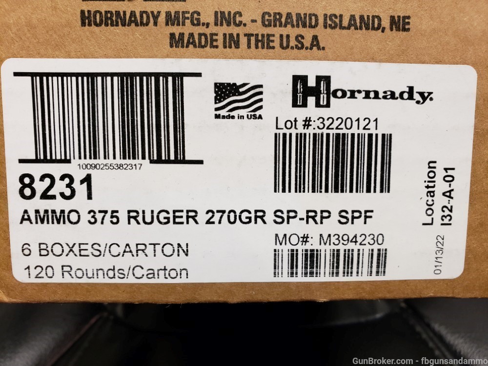 120 ROUNDS NEW HORNADY SUPERFORMANCE DANGEROUS GAME 375 RUGER 270 SP RP-img-0