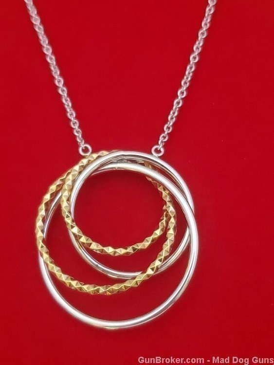 925 Sterling Silver Rhodium Plated & 14k Gold Overlay Necklace.S21*REDUCED*-img-2