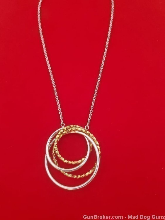 925 Sterling Silver Rhodium Plated & 14k Gold Overlay Necklace.S21*REDUCED*-img-1