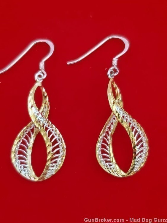 925 Sterling Silver Rhodium Plated & 14K Gold Overlay Earrings.S20*REDUCED*-img-0
