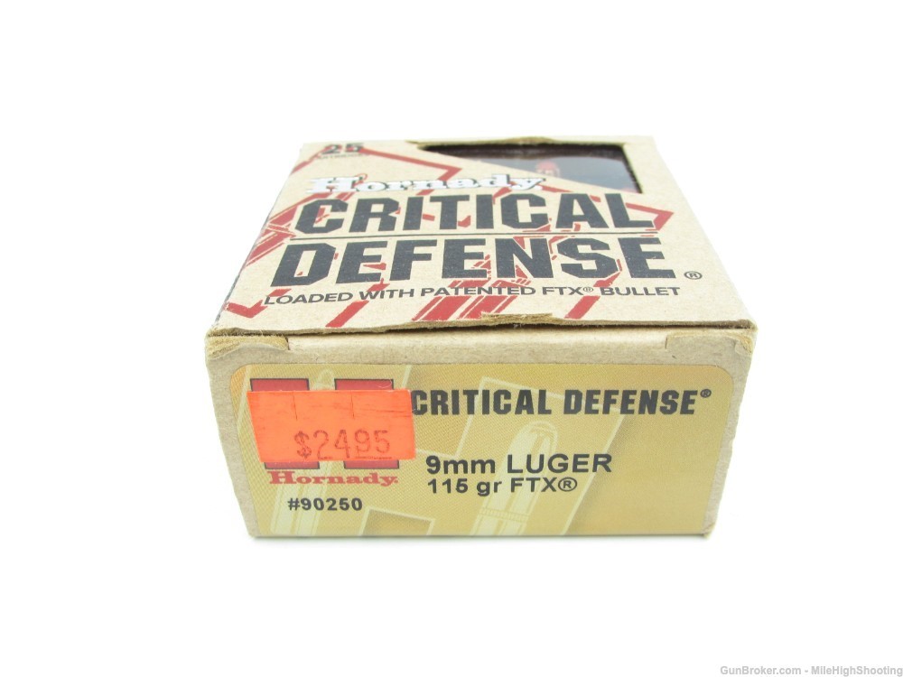 Opened Box: (24 qty) Hornady Critical Defense 9mm 115 Gr FTX #90250-img-0