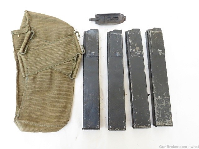 4 STEN SMG 32rd 9mm Magazines + Magazine Loader & Carry Pouch-img-2