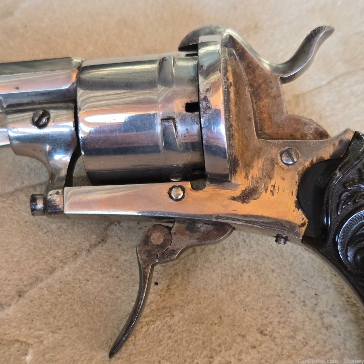 Rudolph Valentino owned 1800s French nickel plated Pinfire Revolver-img-4