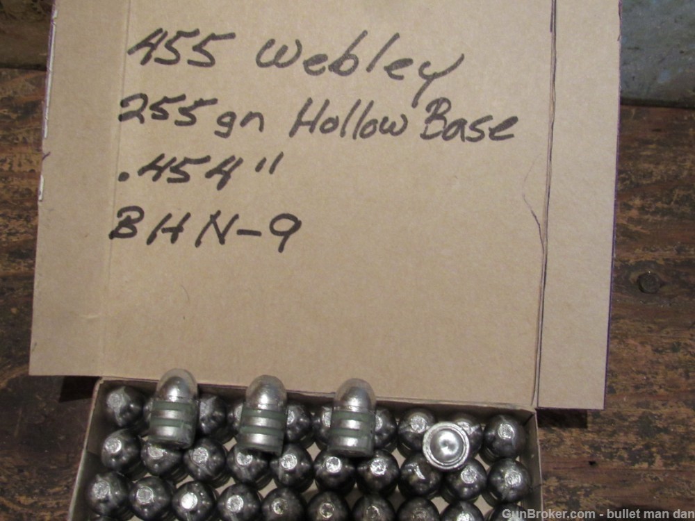 455 Webley bullets  255 grain hollow base round nose .454"-img-0