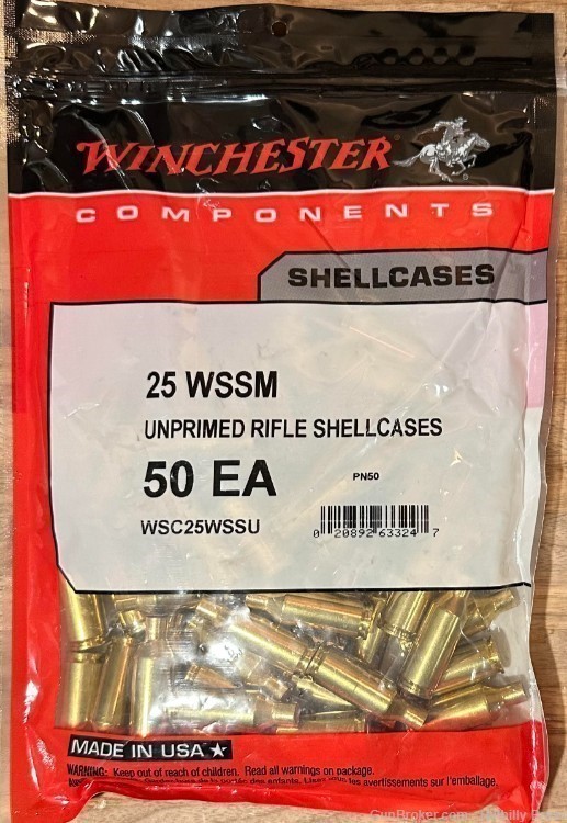 25 WSSM Winchester Super Short Magnum New Winchester Brass x50-img-0