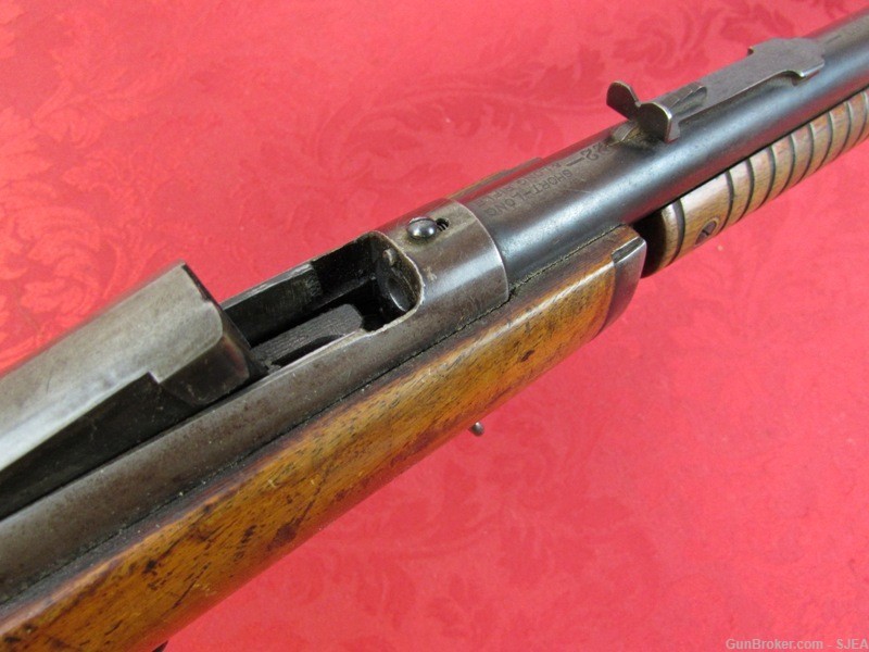 UNUSUAL STEVENS GALLERY No 80 PUMP ACTION 22 Cal. RIFLE -img-9