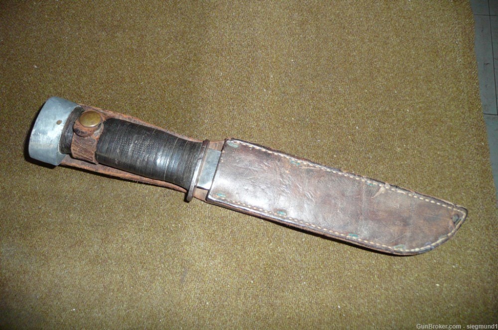Fighting Knife, WWII era "EGW" maker with sheath-img-0