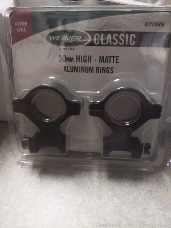 Weaver Classic 30mm High Rings. Matte-img-0