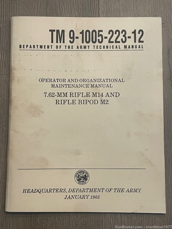 Military technical manual TM 9-1005-223-12 M14 7.62 rifle & bipod M2-img-0