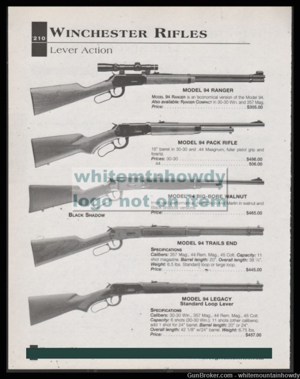 2002 WINCHESTER 94 Ranger, Pack, Big Bore, Trails End Legacy Rifle PRINT AD-img-0