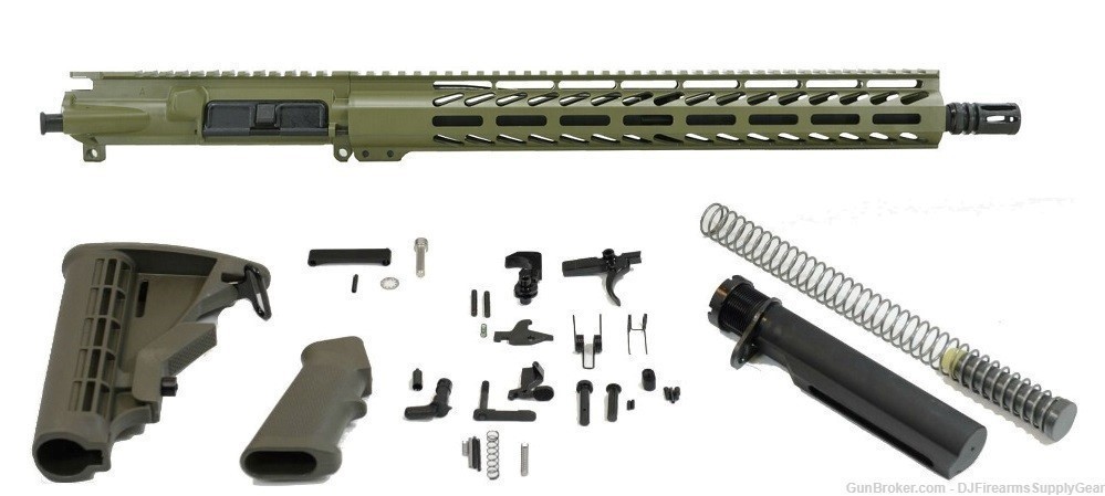 AR-15 7.62x39mm 16" BAZOOKA GREEN Cerakote Complete Parts Kit w Green LPK-img-0