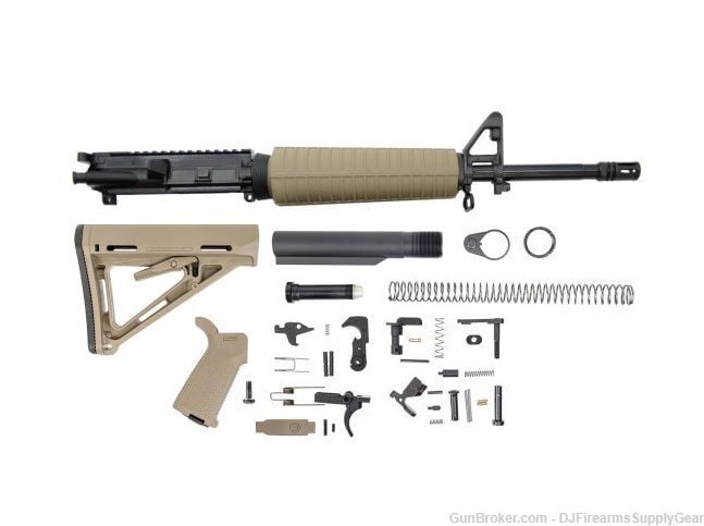 AR-15 5.56mm Complete Parts Kit W 16" Midlength Heavy Barrel & FDE MAGPUL-img-0