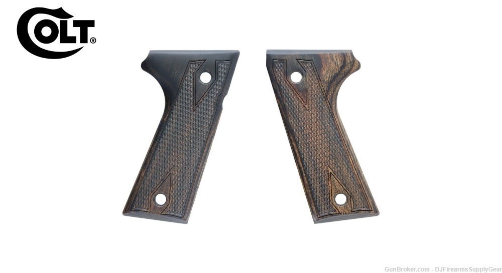 Factory Colt New Agent Double Action Checkered Wood Grips-img-0