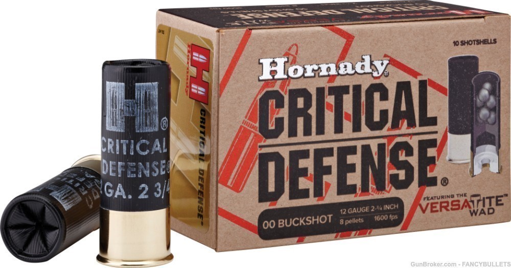 100RDS, Hornady 86240 Critical Defense 12 Gauge 2.75" 00 Buck Shot.-img-0
