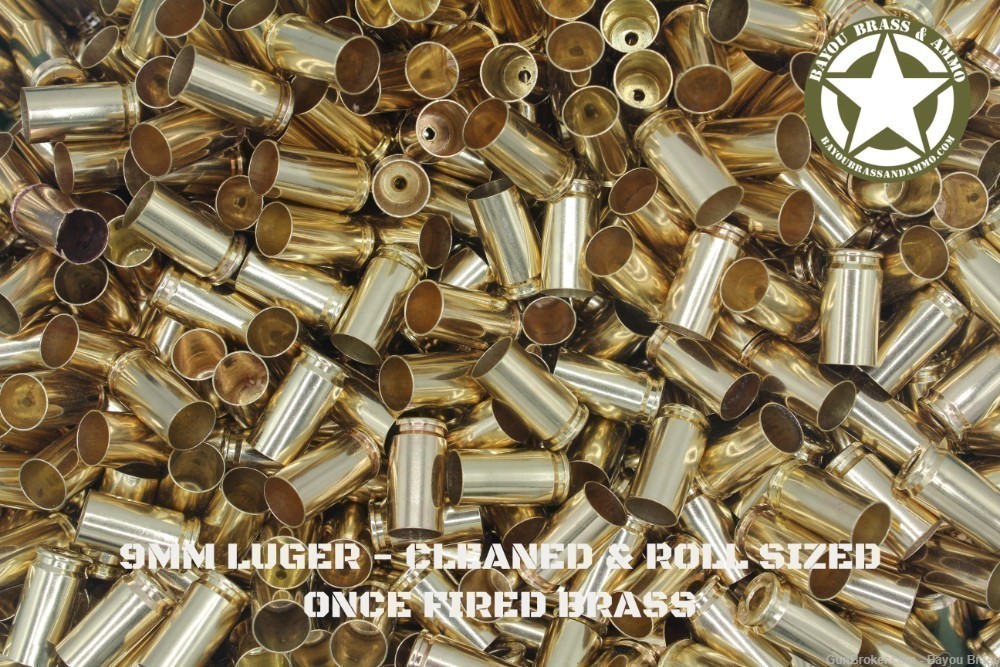 9mm Brass - Cleaned & Roll Sized - Large Box Special (4600+) Free Shiping -img-1