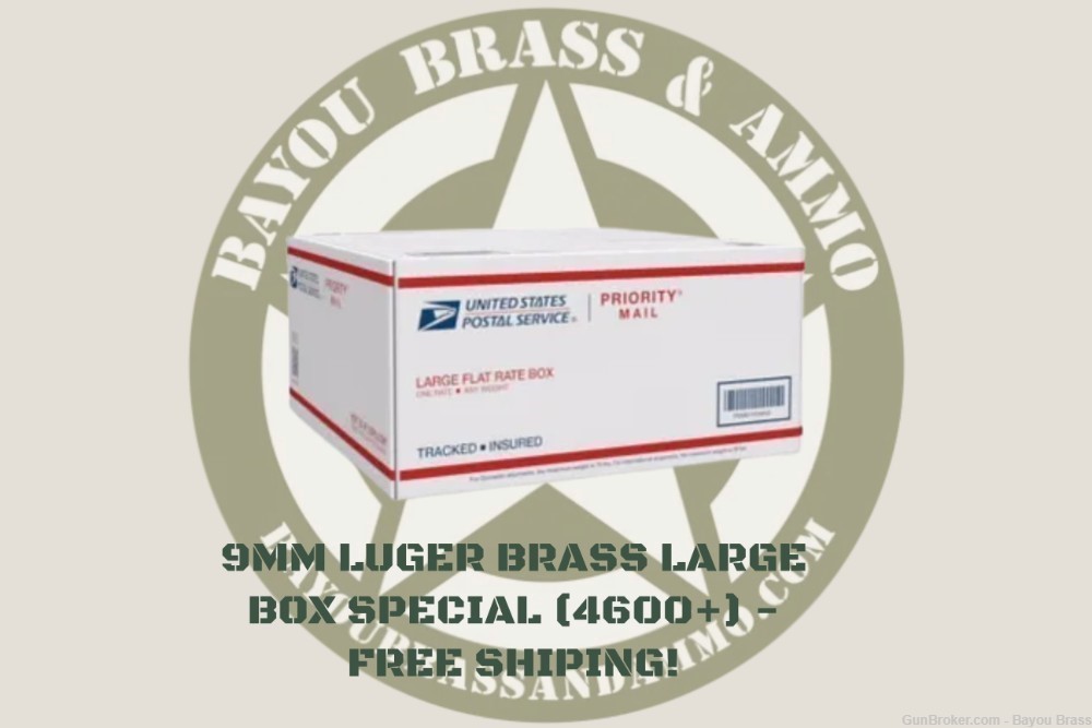 9mm Brass - Cleaned & Roll Sized - Large Box Special (4600+) Free Shiping -img-0