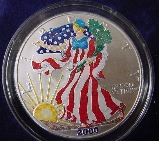 2000 American Silver Dollar Eagle Colorized 5-11-img-0