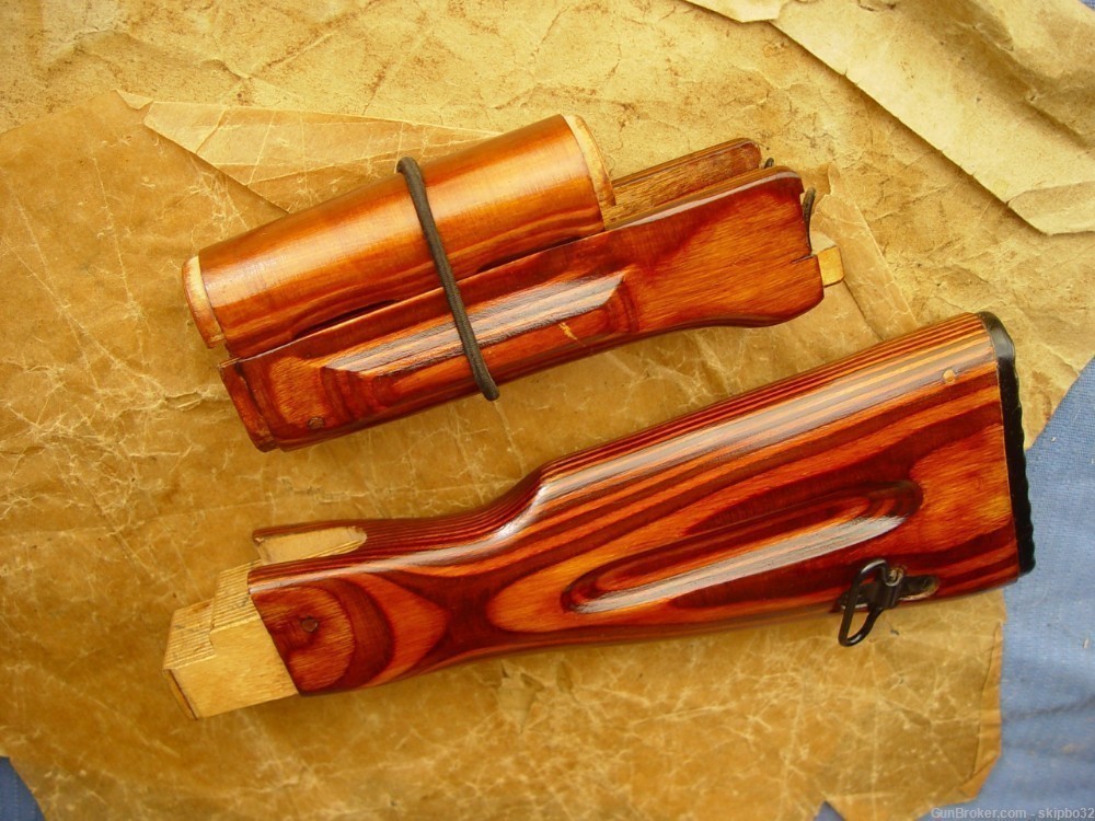 NOS Russian laminate wood AK74 stock set AK-74 buttstock hand guards kit -img-15