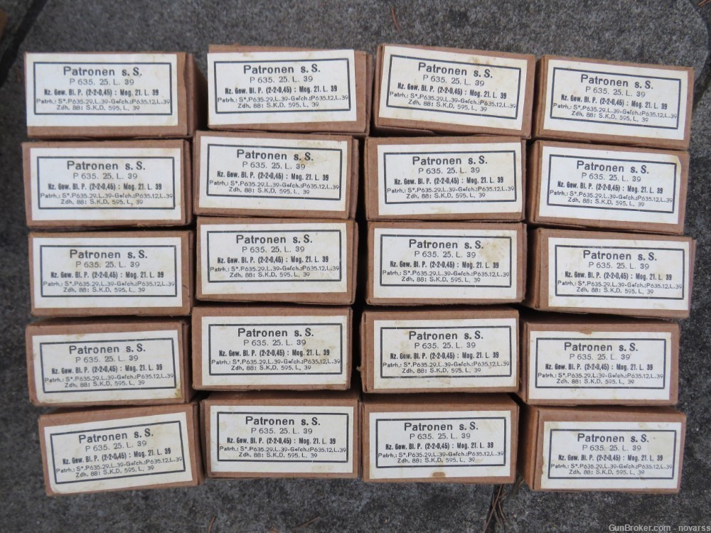WWII GERMAN 8mm PATRONEN SS BRICK OF 300 ROUNDS P635 S* EXCELLENT CONDITION-img-1