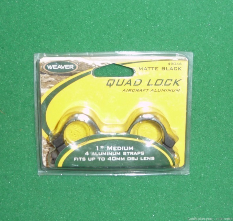 Weaver Quad Lock Matte Black 1" Scope Rings NIW no base-img-0