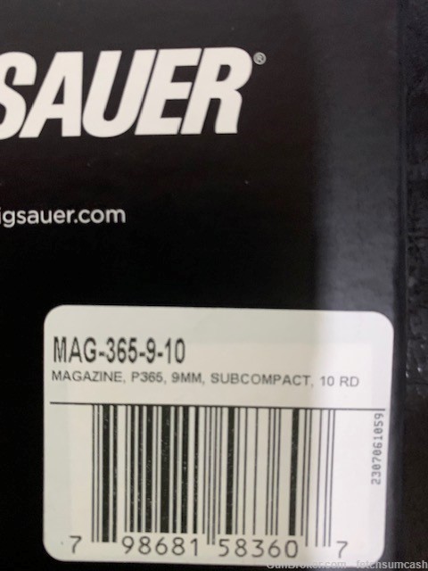 1 Mag, Sig Sauer P365 Micro Compact 10rd. 9mm part no. MAG-365-9-10-img-1