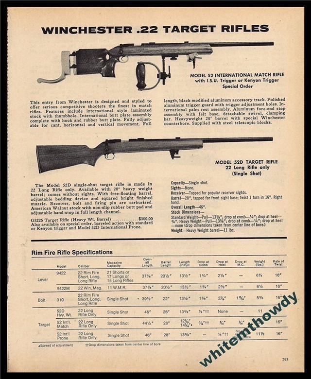 1977 WINCHESTER 52 Match 52D Target Rifle PRINT AD-img-0