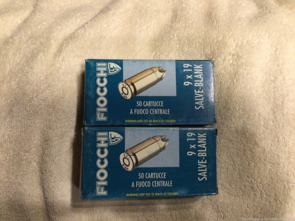 100 Rounds 9mm Luger FIOCCHI Blanks 9X19 -img-0