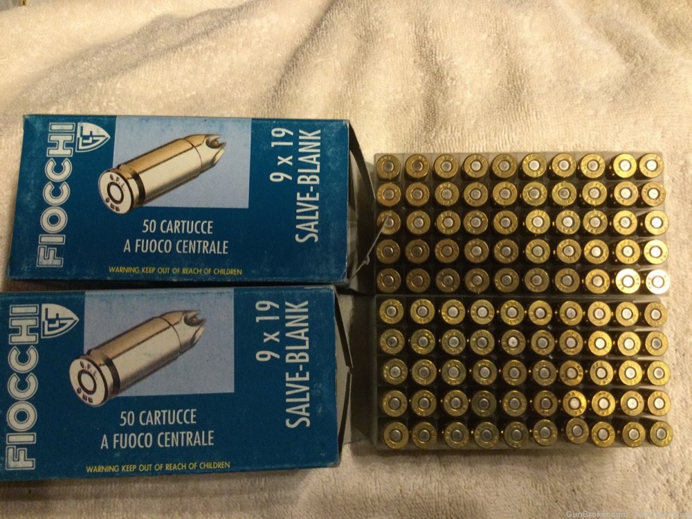 100 Rounds 9mm Luger FIOCCHI Blanks 9X19 -img-1