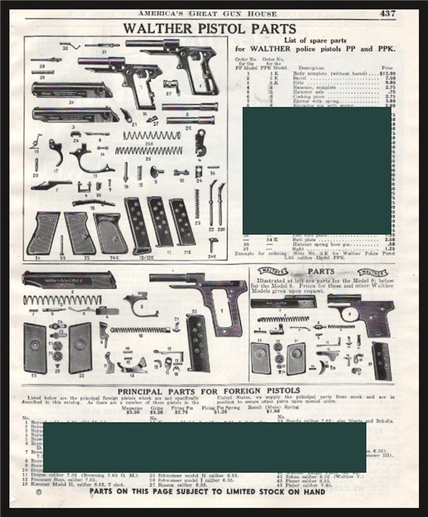 1948 WALTHER Police PP and PPK Pistol Parts List AD-img-0