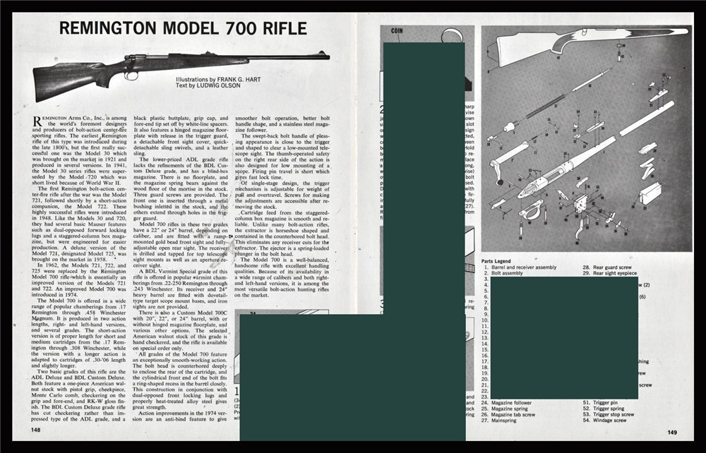 REMINGTON Model 700 Rifle Exploded Parts List Assembly Disassembly Article-img-0