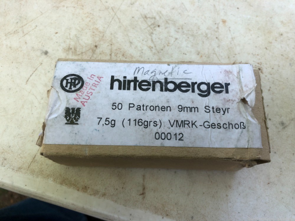 Hirtenberger 9mm Steyr (9X23) 116gr FMJ Box of 36-img-0