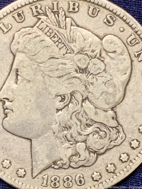 1886-O Morgan Silver dollar - F/XF detail -img-2
