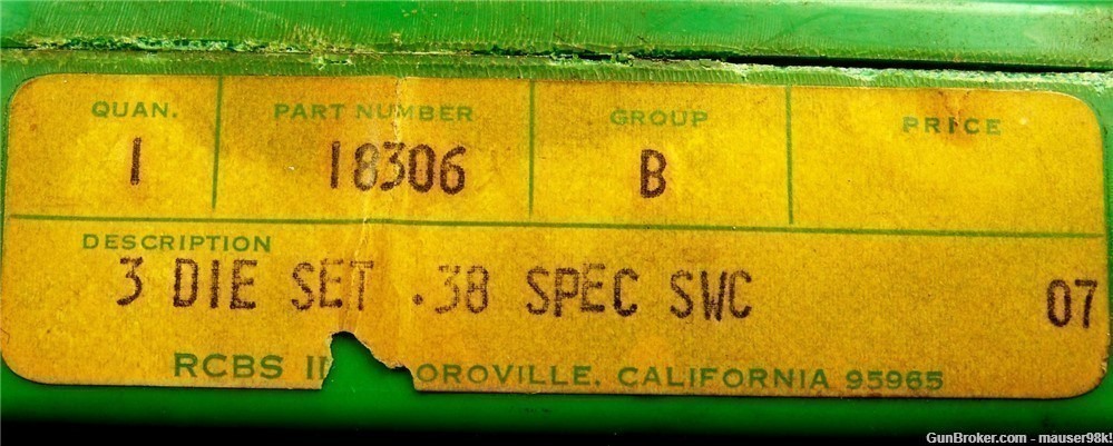 38 SPL RCBS 3-Die Set #: 18306 Group -B Used-img-1