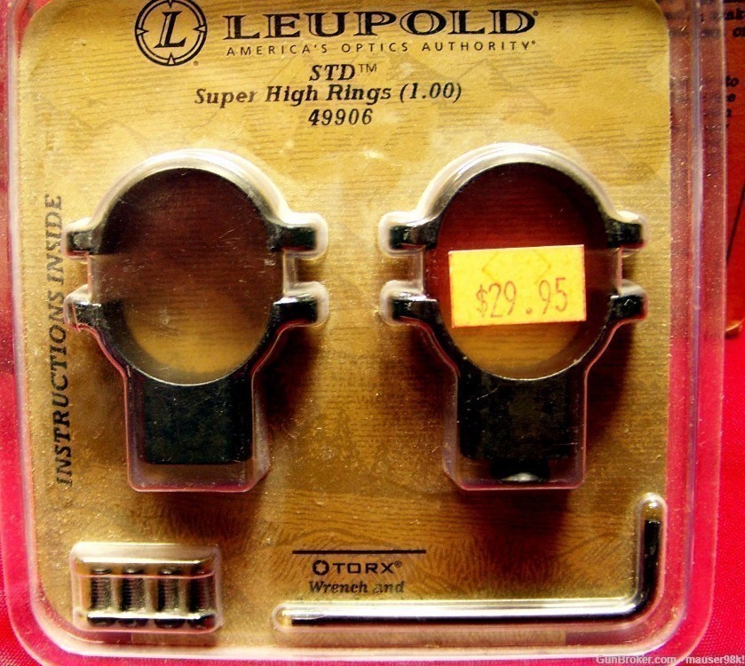 Leupold 49906 Standard Rings Dovetail 1" Super High Black Gloss-img-0