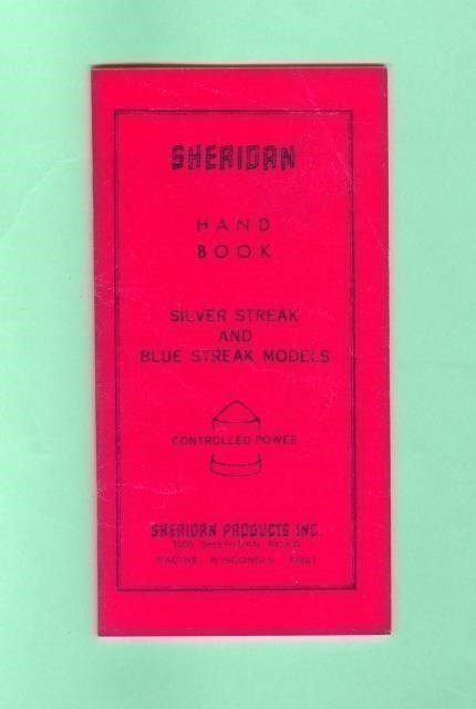 Sheridan Silver & Blue Streak 1960's & 70's Manual-img-0