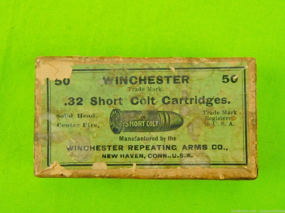 Antique US Winchester .32 Short Colt EMPTY Ammo Box-img-0