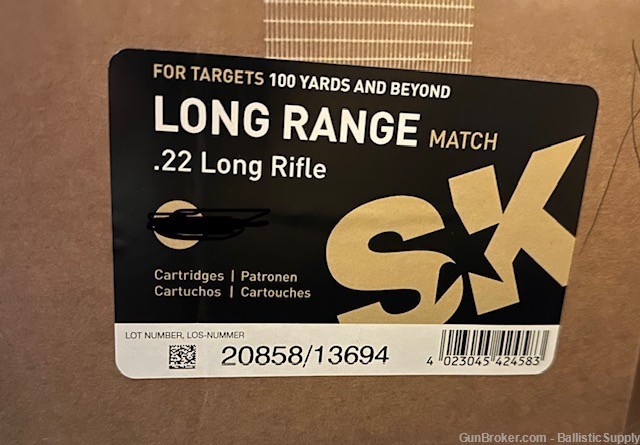 SK Long Range Match Ammunition .22LR - 22 LR - Bricks of 500 Rounds-img-0