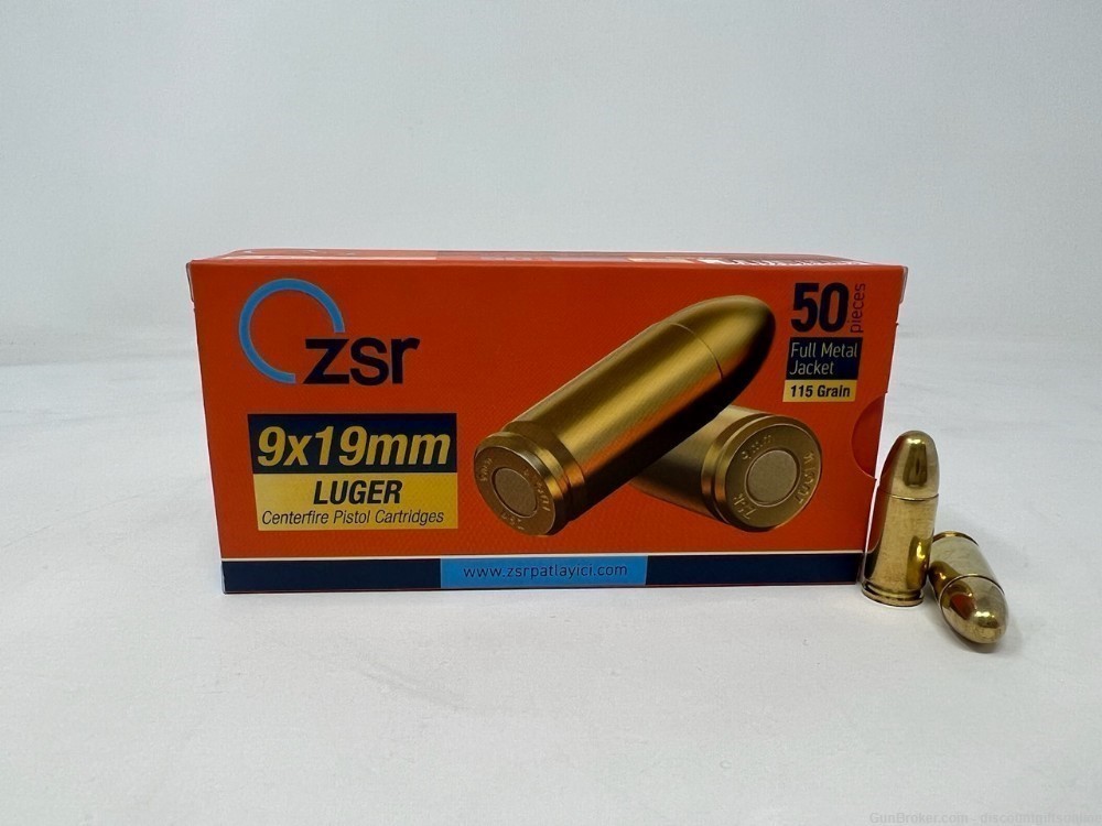 ZSR 9mm Ammunition 115 Grain Full Metal Jacket 100 Rounds-img-0