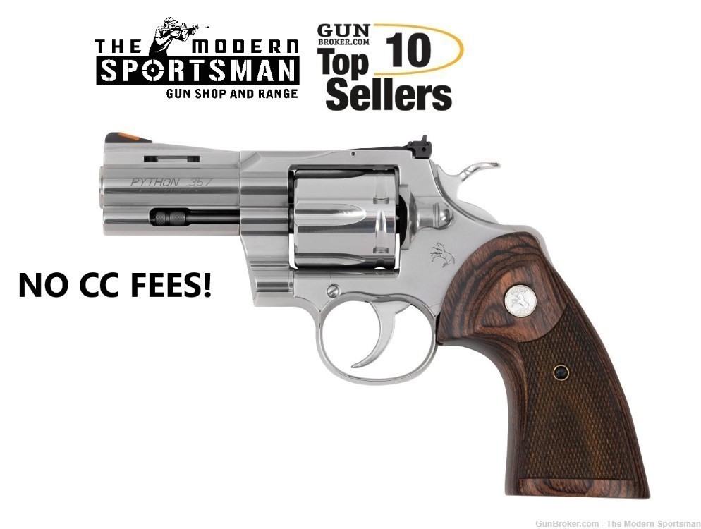 Colt Python 357 Mag 3" Revolver 357MAG Magnum Stainless Walnut-img-0