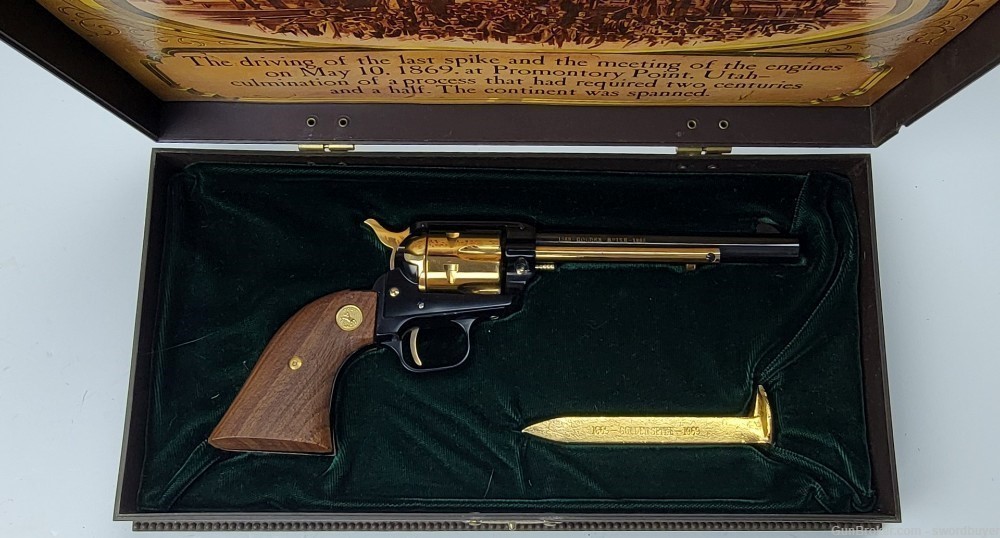 Cased Colt Golden Spike Commemorative Frontier Scout .22 SAA Revolver C&R! -img-29