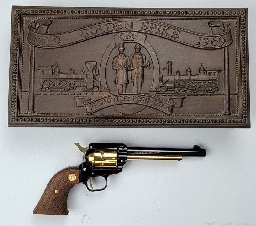 Cased Colt Golden Spike Commemorative Frontier Scout .22 SAA Revolver C&R! -img-8