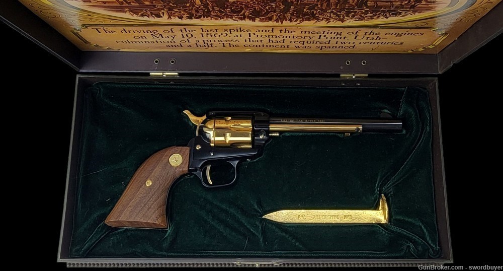 Cased Colt Golden Spike Commemorative Frontier Scout .22 SAA Revolver C&R! -img-2
