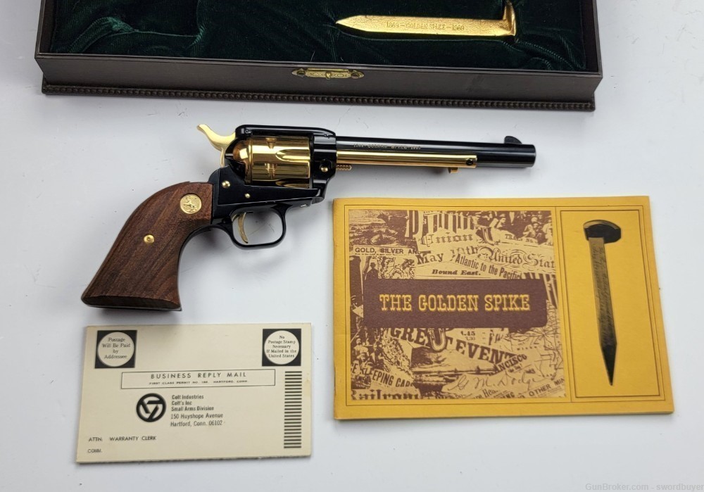 Cased Colt Golden Spike Commemorative Frontier Scout .22 SAA Revolver C&R! -img-4
