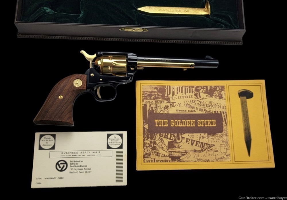 Cased Colt Golden Spike Commemorative Frontier Scout .22 SAA Revolver C&R! -img-3