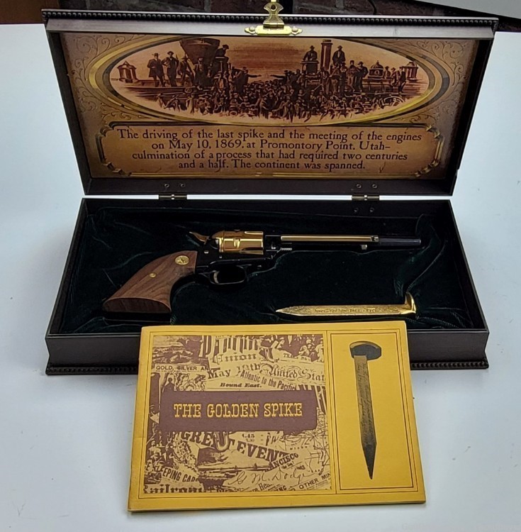 Cased Colt Golden Spike Commemorative Frontier Scout .22 SAA Revolver C&R! -img-0