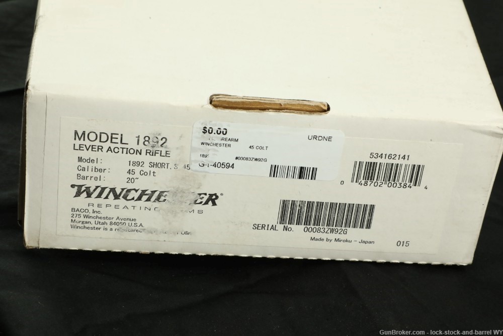 Winchester Miroku Model 1892 Short .45 Colt 20” Lever Action Rifle, 2014-img-38