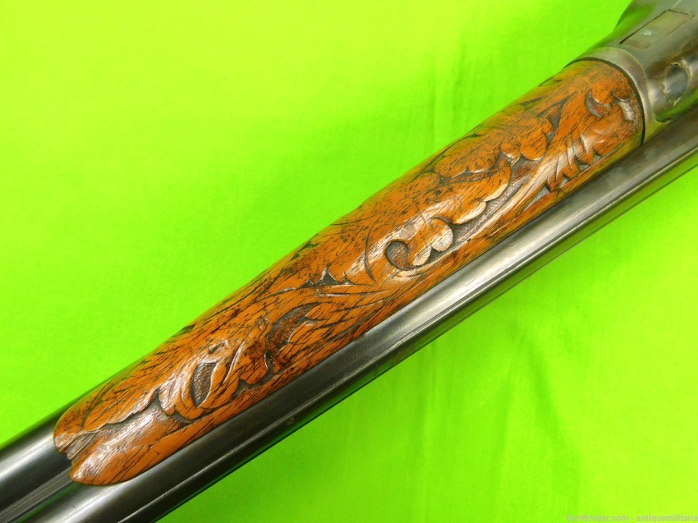 Vintage US Walters & Son Double Barrel 12 Gauge Shotgun Rifle Carved wood-img-8