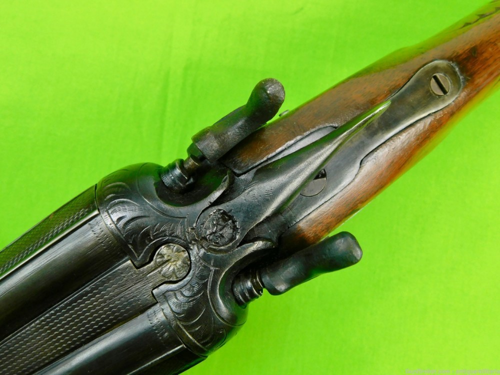 Vintage US Walters & Son Double Barrel 12 Gauge Shotgun Rifle Carved wood-img-4
