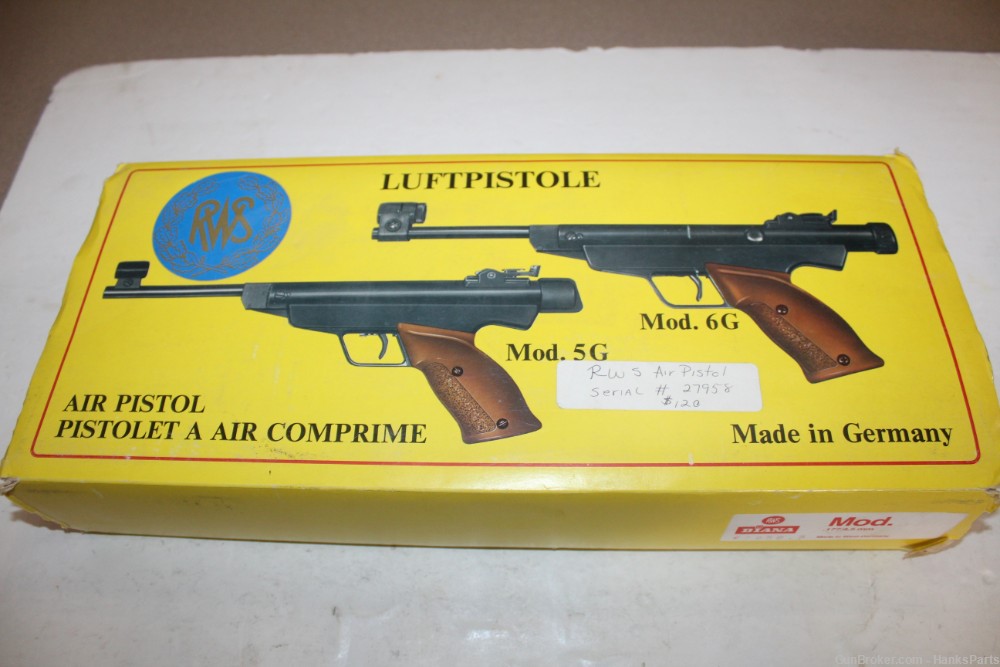 RWS Diana Model 6G Air Pistol In Original Box Made In Germany Needs Seal-img-22