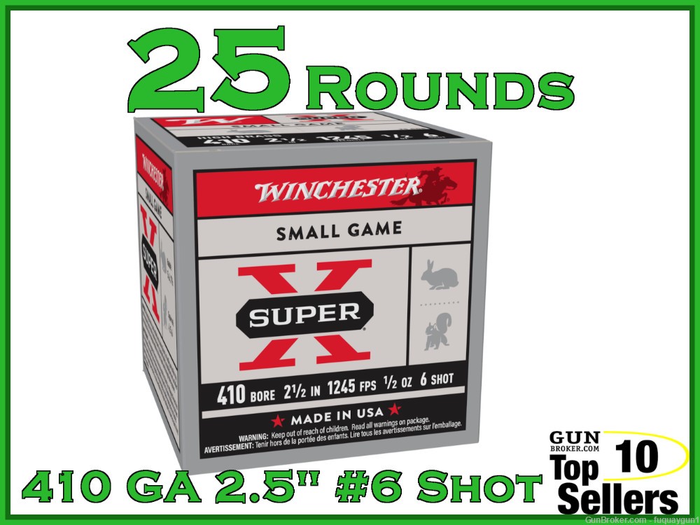 Winchester 410 GA 2.5" #6 Shot 410-410 Ammo-img-0